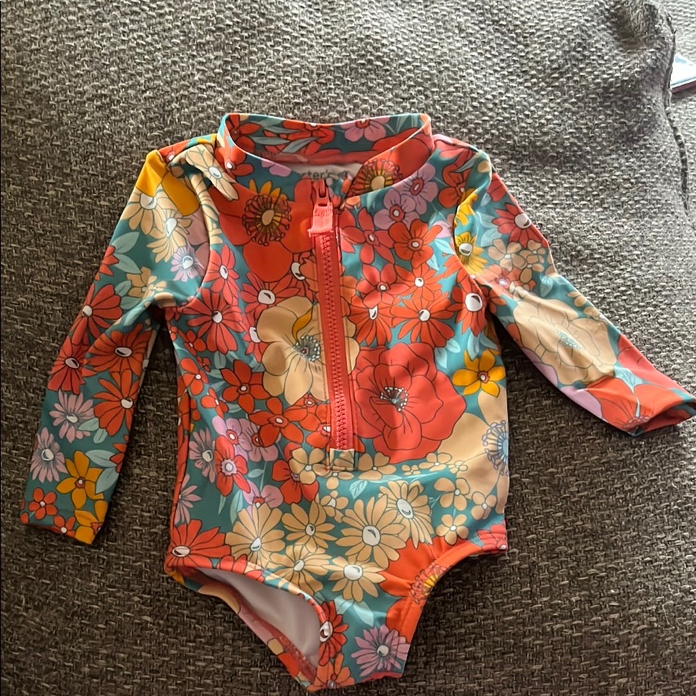 Carter's Red and Orange Bodysuit with Long Sleeves